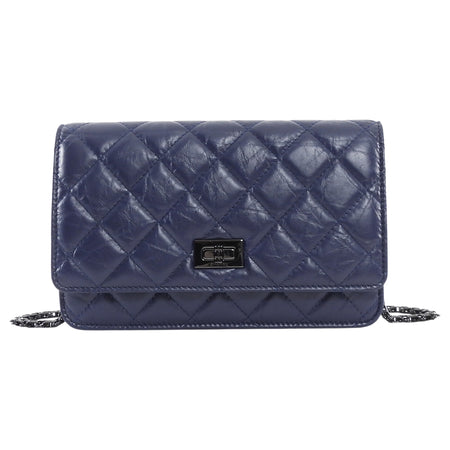 Chanel Navy Blue 2.55 Reissue Aged Calfskin Wallet on Chain Bag