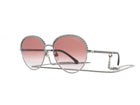 Chanel Silver Chain Link Gradient Lens Aviator Sunglasses with CC Chain 4242