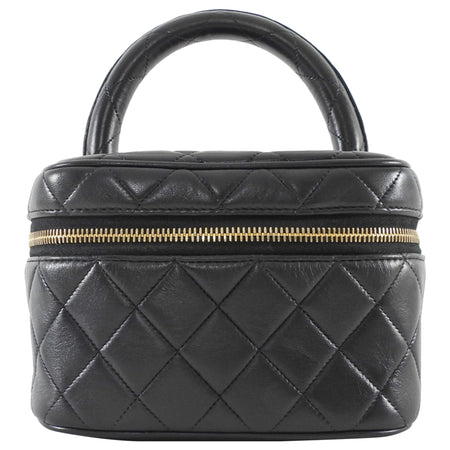 Chanel Vintage 1994 Black Quilted Lambskin CC Vanity Bag