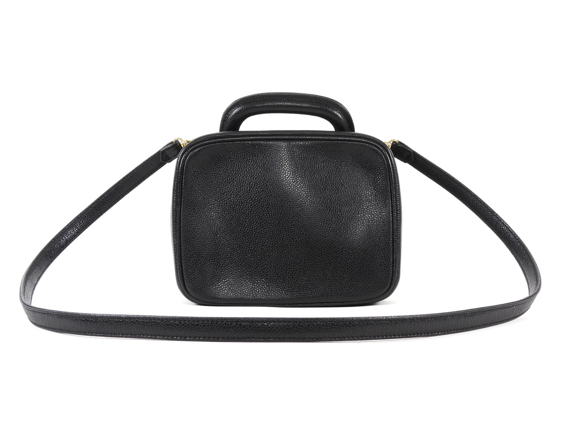 Chanel Black Vintage 1996 Caviar Leather CC Top Handle Vanity Bag