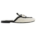 Chanel 2023 Black and White Crochet Knit CC Logo Flat Mules - 37