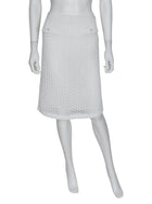 Chanel White 26C Acrylic CC Button Crochet Midi Skirt - 38