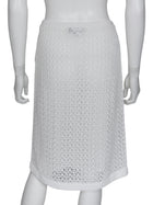 Chanel White 26C Acrylic CC Button Crochet Midi Skirt - 38