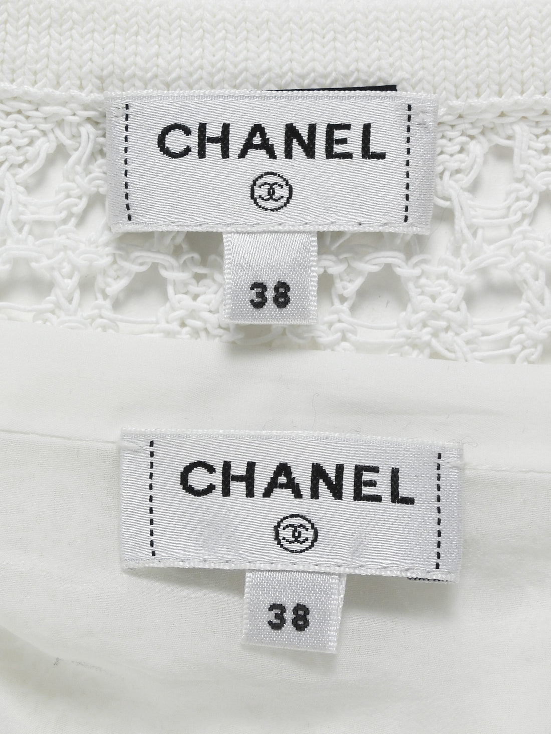 Chanel White 26C Acrylic CC Button Crochet Midi Skirt - 38