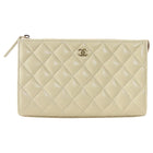 Chanel Light Beige Caviar Quilted Leather Timeless Clutch Bag