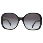 Chanel CC Black Leather and Gold Tone Chain Link Embellished Sunglasses 5470-Q