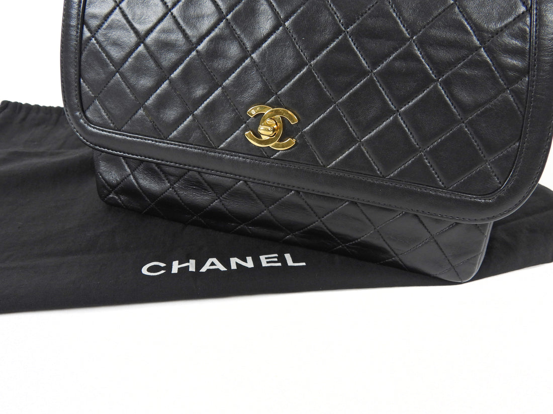 Chanel Black Quilted Lambskin Single Flap Chain Bag