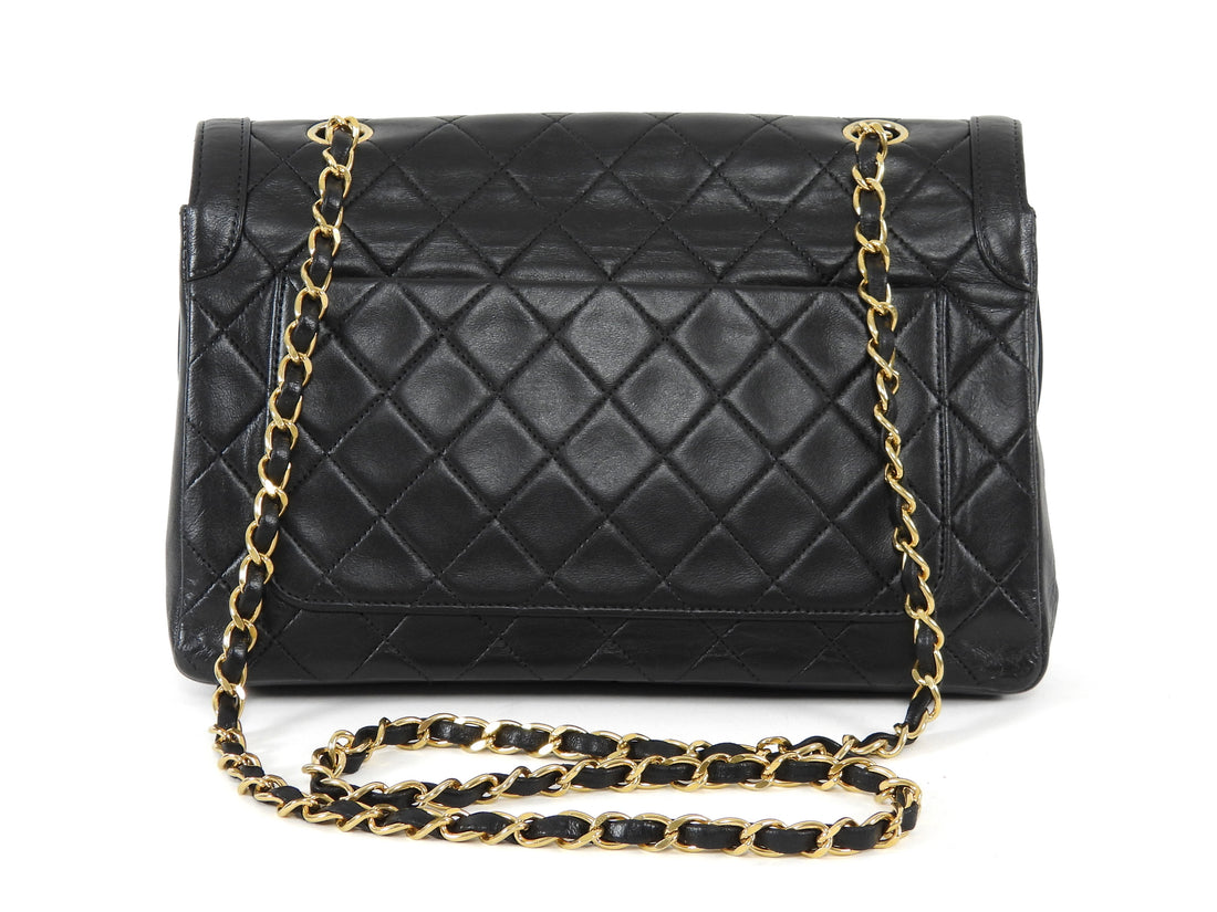 Chanel Black Quilted Lambskin Single Flap Chain Bag