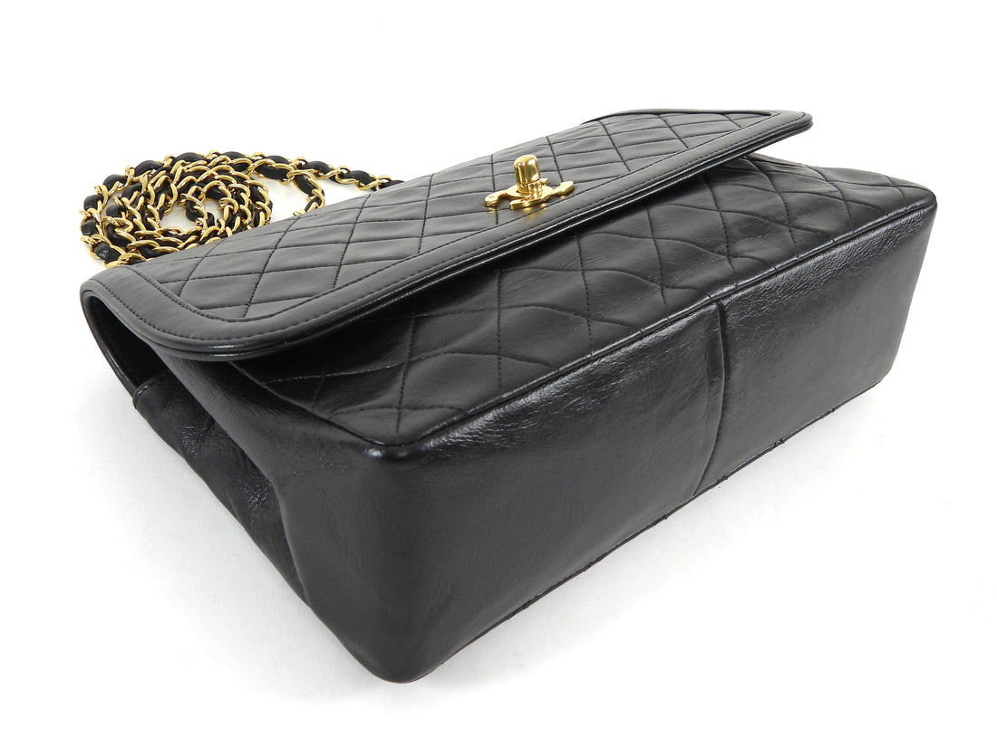 Chanel Black Quilted Lambskin Single Flap Chain Bag