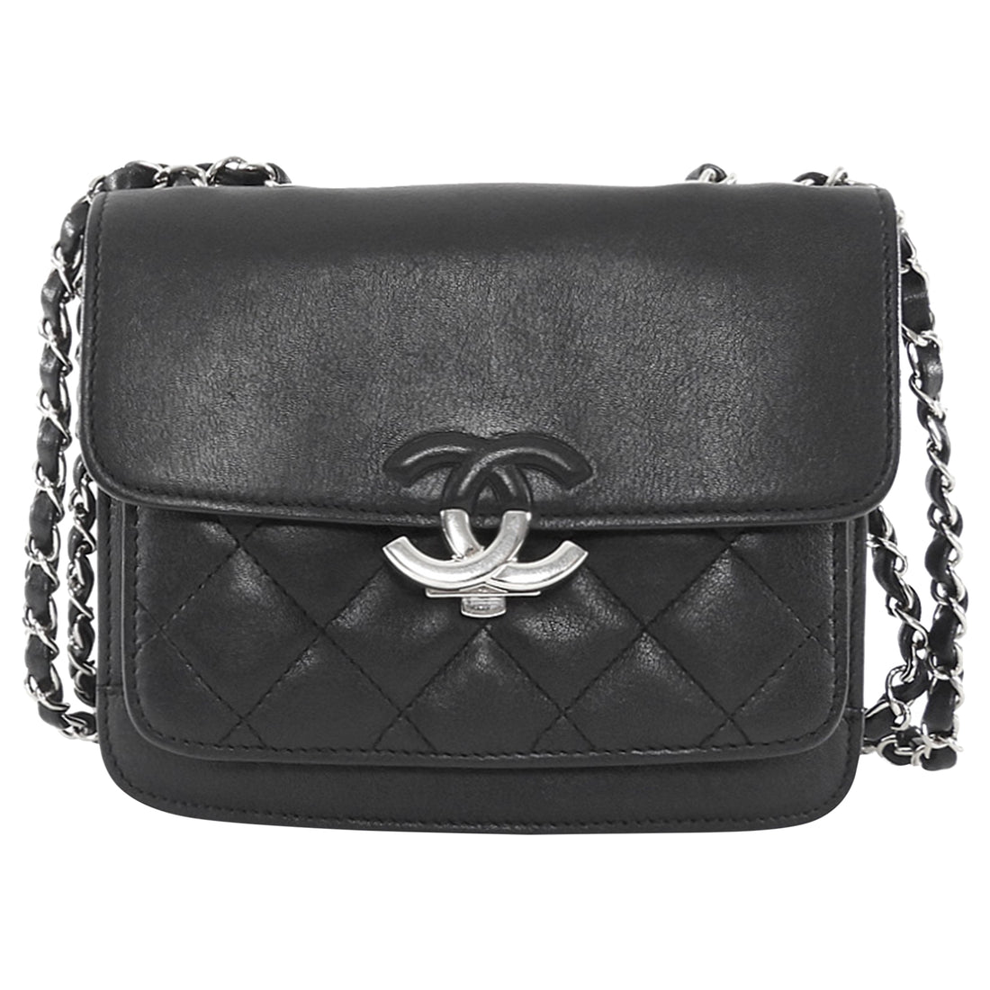 Chanel Small Black Calfskin CC Box Flap Bag