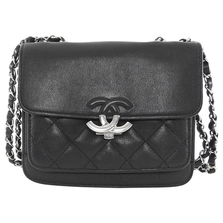 Chanel Small Black Calfskin CC Box Flap Bag