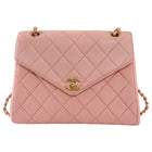 Chanel Vintage 1996 Pink Quilted Leather Medium Envelope Chain Flap Bag