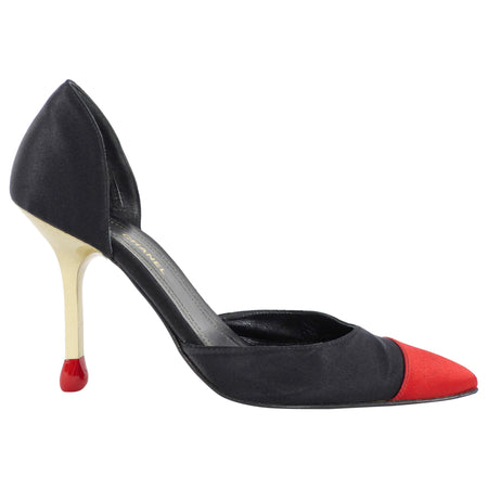 Chanel Vintage Match Stick Satin Cap Toe Pumps - 37.5