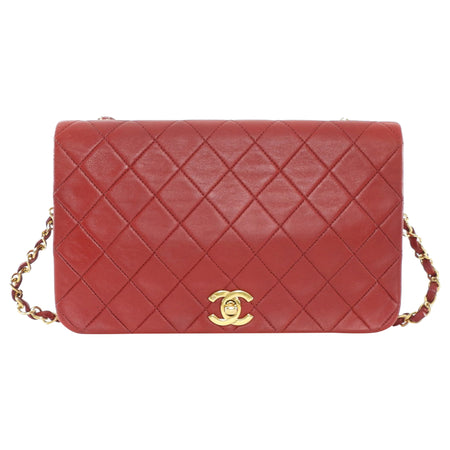 Chanel Vintage 1989 Red Quilted Leather Medium Full Flap Bag