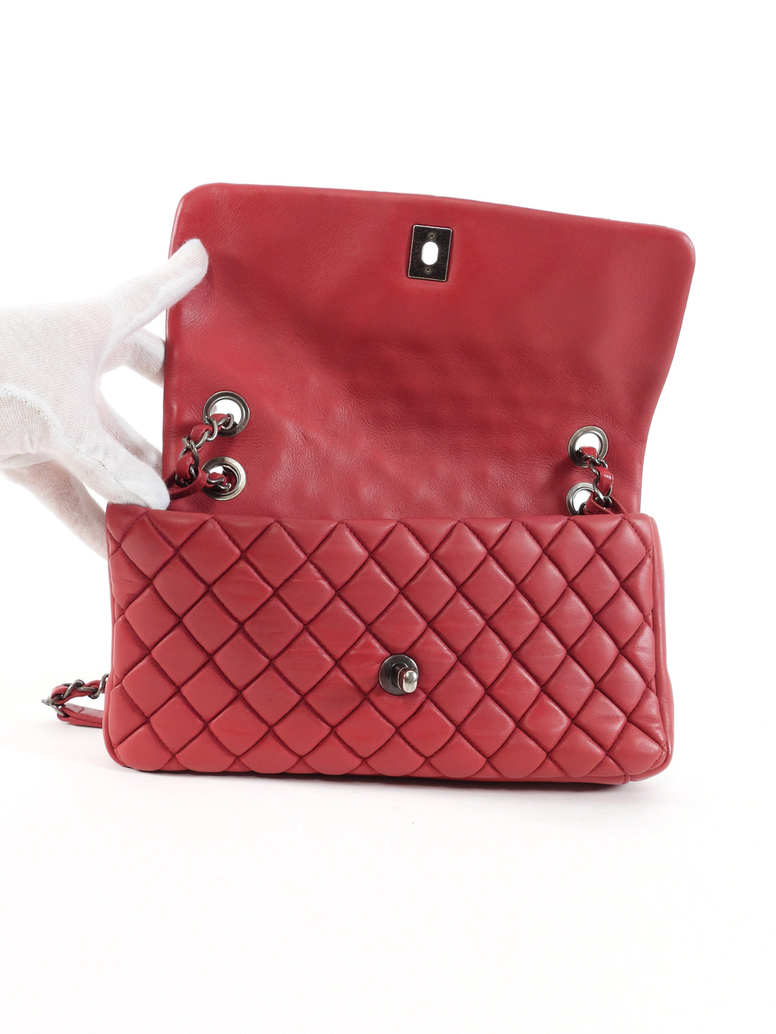 Chanel Cherry Pink Bubble Quilted Leather CC Medium Flap Bag