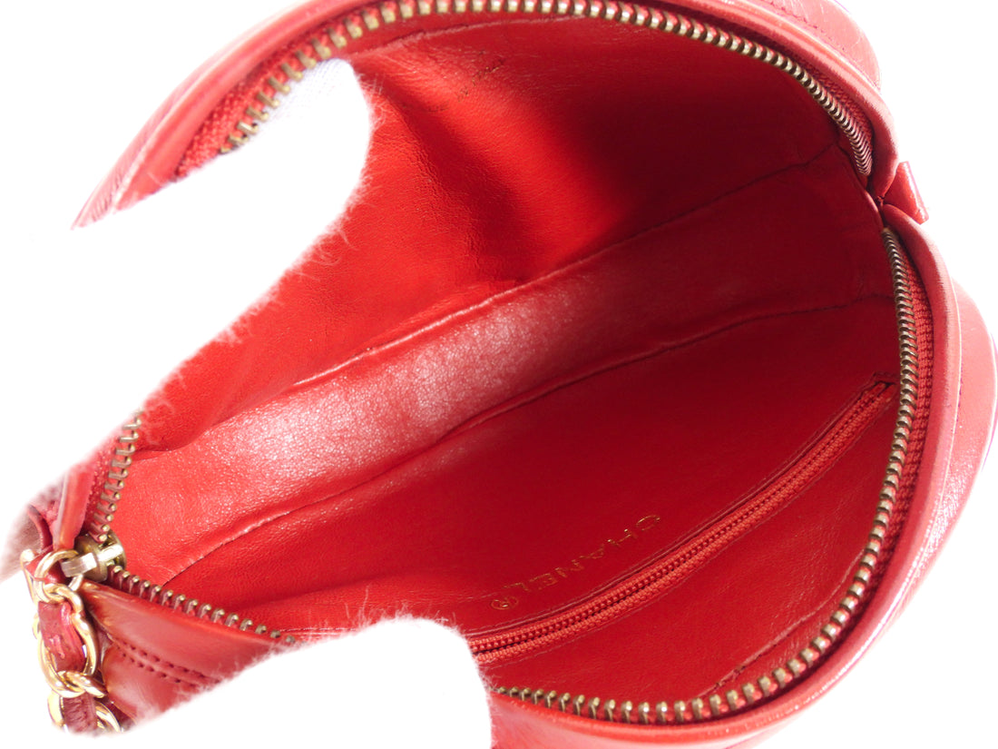 Chanel Red Vintage 1989 CC Oval Tassel Chain Mini Camera Bag