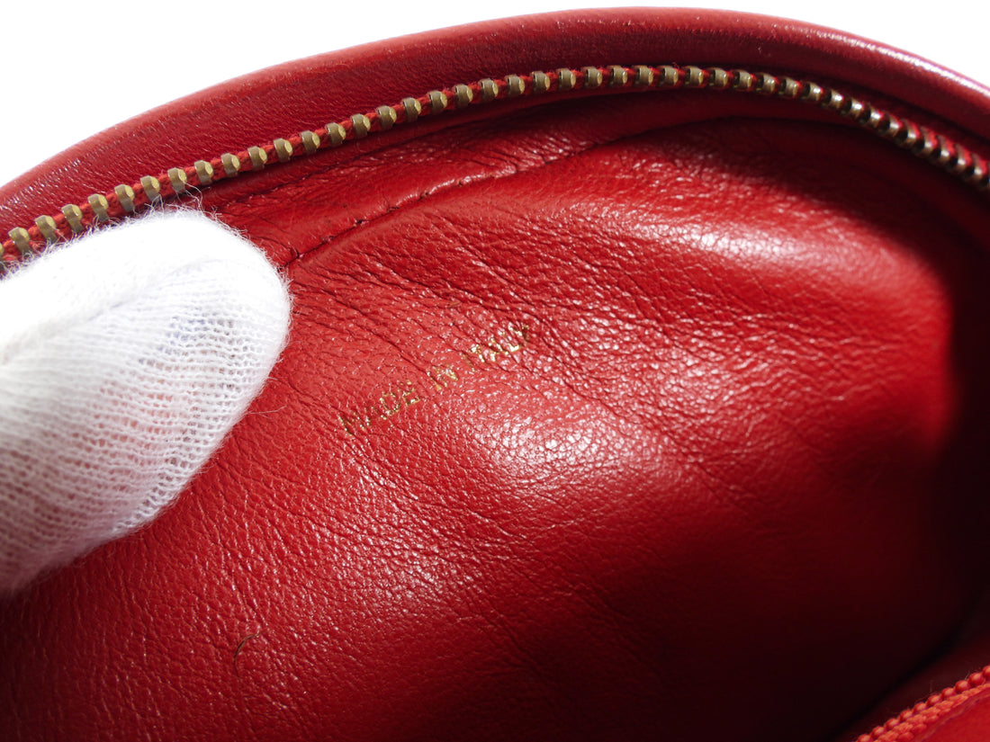 Chanel Red Vintage 1989 CC Oval Tassel Chain Mini Camera Bag