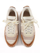 Chloe White Rust Nama Mesh Suede Combo Platform Sneakers - 37