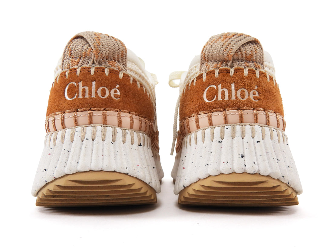 Chloe White Rust Nama Mesh Suede Combo Platform Sneakers - 37