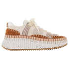 Chloe White Rust Nama Mesh Suede Combo Platform Sneakers - 37