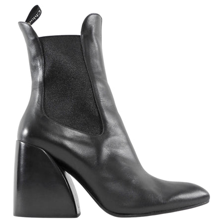 Chloe Black Leather Block Heel Wave Chelsea Boots - 37