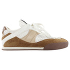 Chloe White Brown Mesh Suede Combo Low Top Kick Sneakers - 37