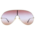 Chloe Brown Gold Goltone Wire Frame Aly Shield Aviator Sunglasses