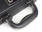 Christian Dior Oblique Monogram and Black Leather Two-Way Hard-Case Lock Handle Bag
