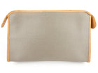 Christian Dior Vintage Grey Canvas and Natural Leather CD Logo Pouch Clutch Bag