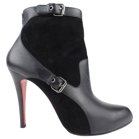 Christian Louboutin Black Suede and Leather Ankle Boot - 41