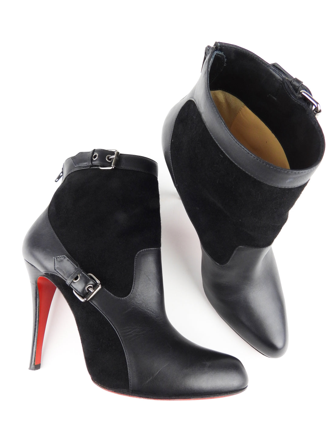 Christian Louboutin Black Suede and Leather Ankle Boot - 41