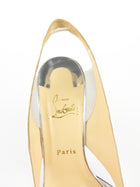 Christian Louboutin Silver, White, Black and Tan Mixed Leather Slingback Pumps - 41