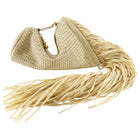 Cult Gaia Viera Natural Beige Raffia Fringe Clutch Bag