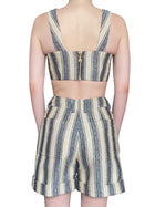 Balmain Raffia Stripe Button Crop Top - 36 / XS