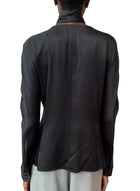 Christian Dior Black Silk Wrap Tie Long Sleeve Shirt - 40 / US 6