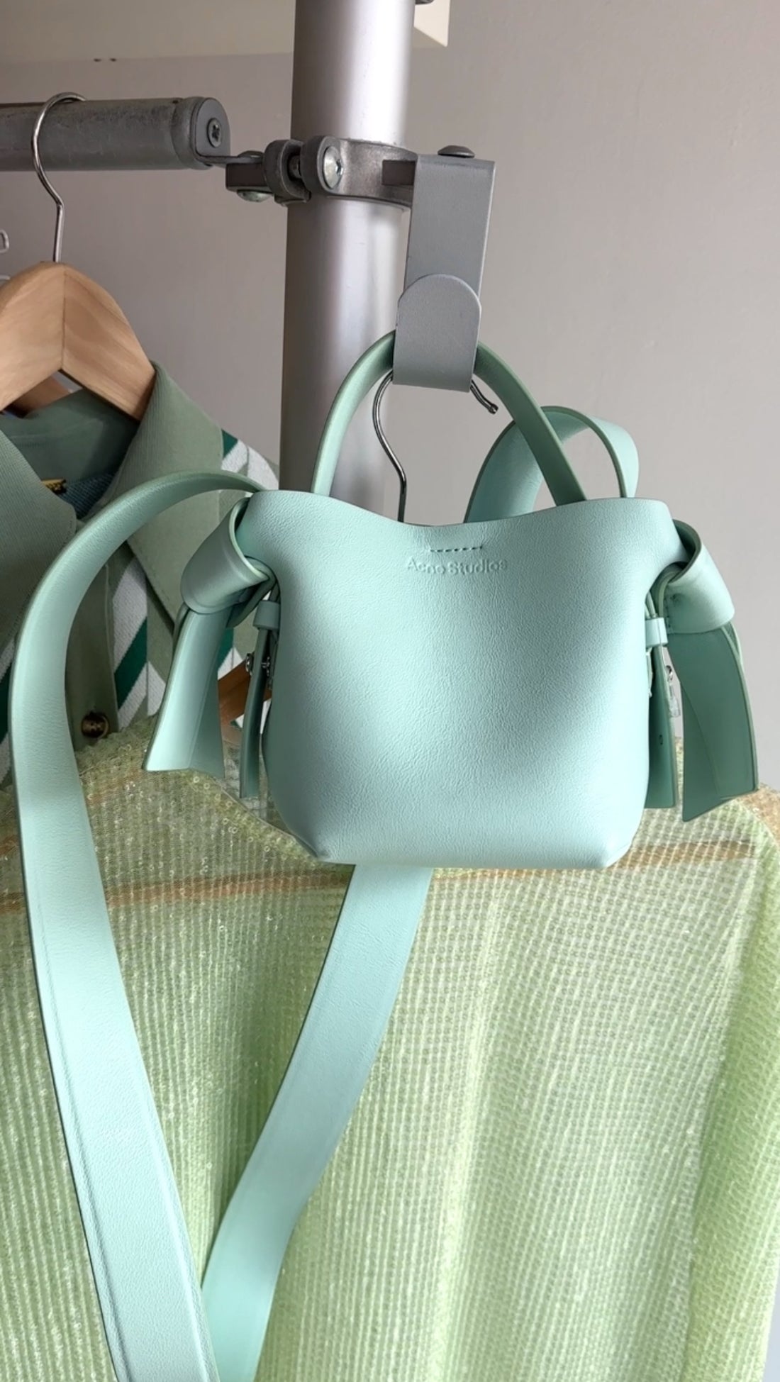 Acne Studios Mint Green Leather Musubi Micro Bag