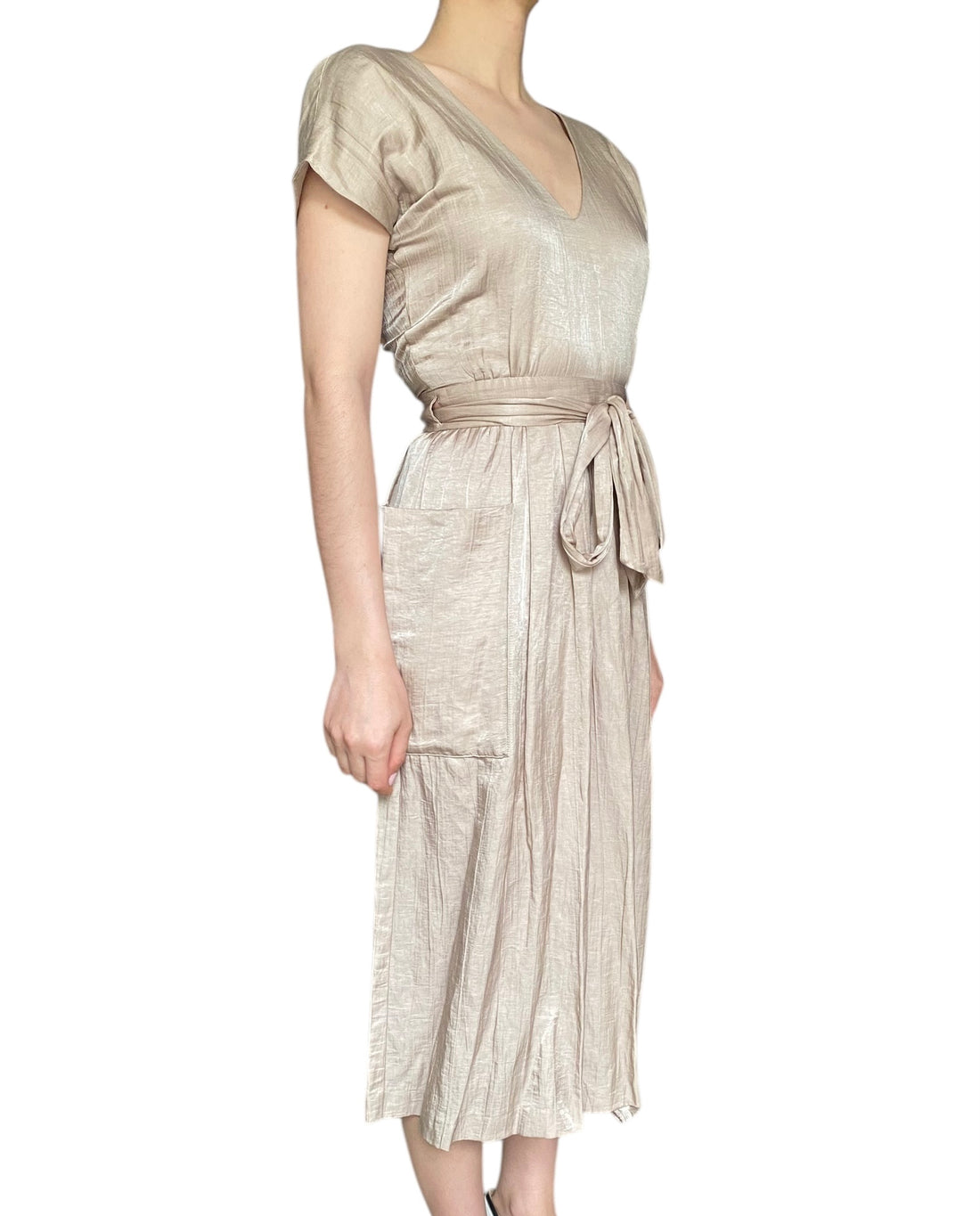 Horses Atelier Beige Linen Blend Wrap Dress - 2 / US 6