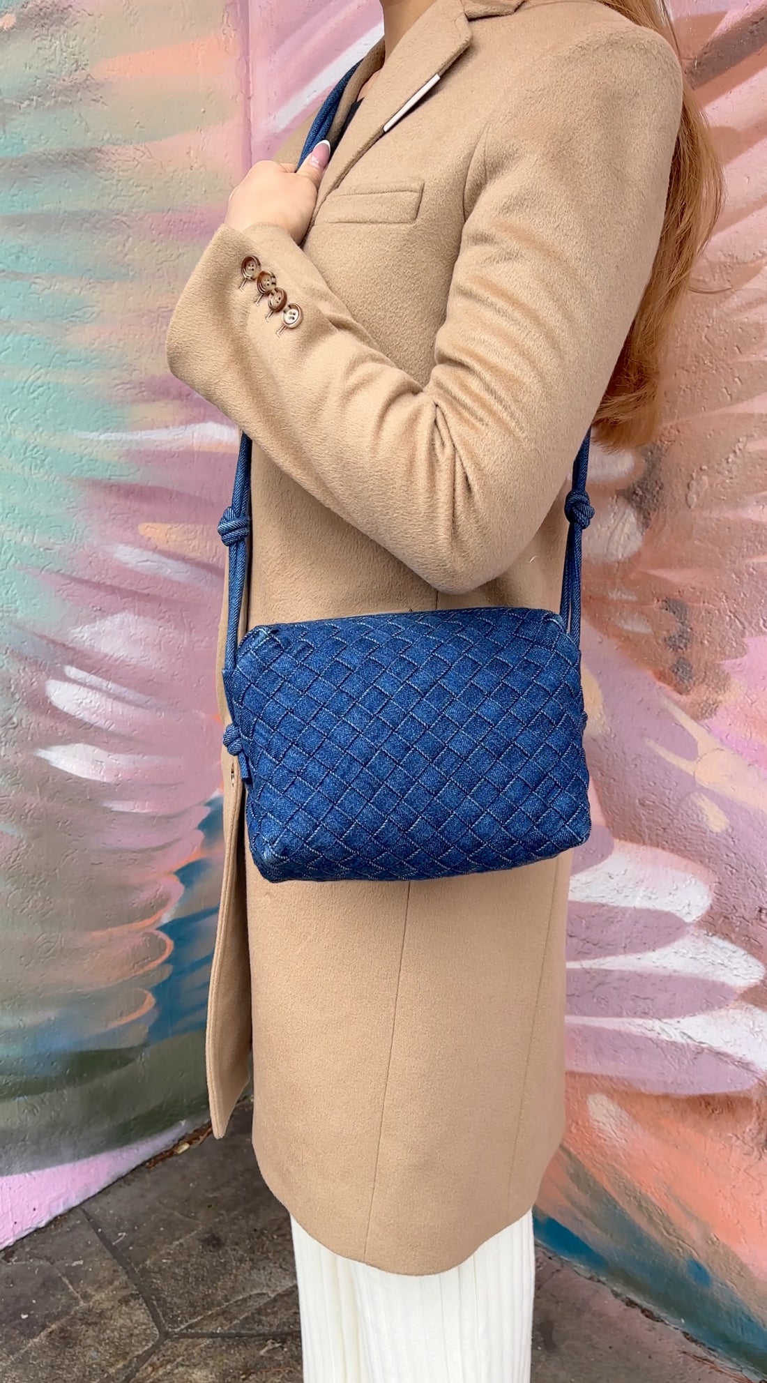 Bottega Veneta Small Denim Intrecciato Loop Crossbody Bag