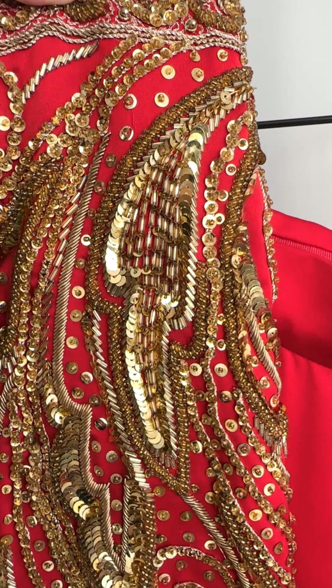 Renato Balestra Haute Couture Vintage 1990's Red Silk Beaded Pant Suit - FR38