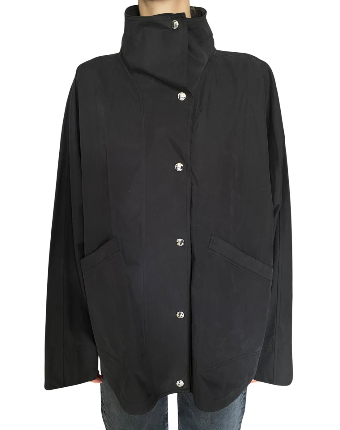 Toteme Black Raglan Summer Parachute Rain Jacket - 32 / S / US 4-6