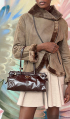 Prada Brown Medium Leather Bonnie Shoulder Bag Medium