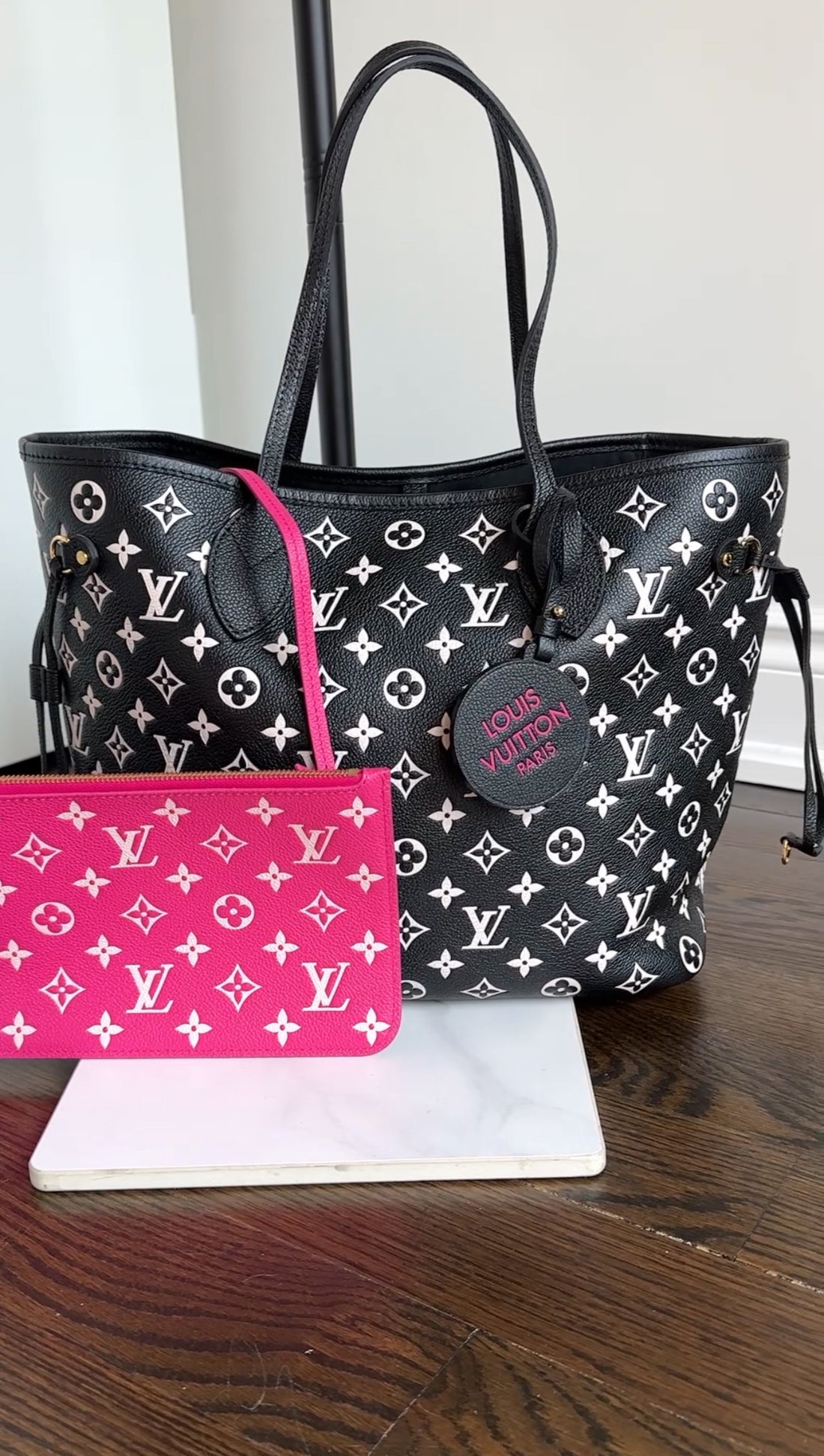 Louis Vuitton Empreinte Spring In The City Neverfull MM Black White Pink