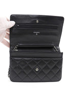 Chanel Black Lambskin Leather CC Classic Wallet on Chain SHW
