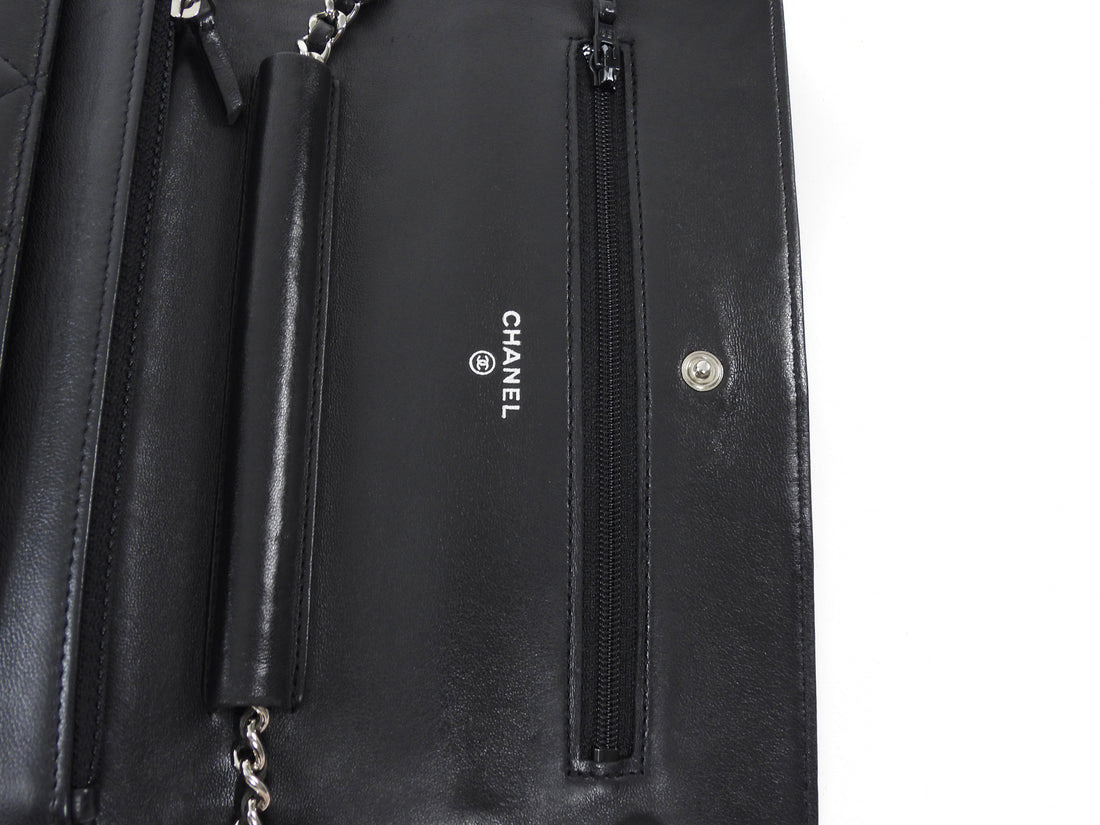 Chanel Black Lambskin Leather CC Classic Wallet on Chain SHW