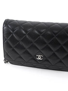 Chanel Black Lambskin Leather CC Classic Wallet on Chain SHW