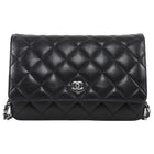 Chanel Black Lambskin Leather CC Classic Wallet on Chain SHW