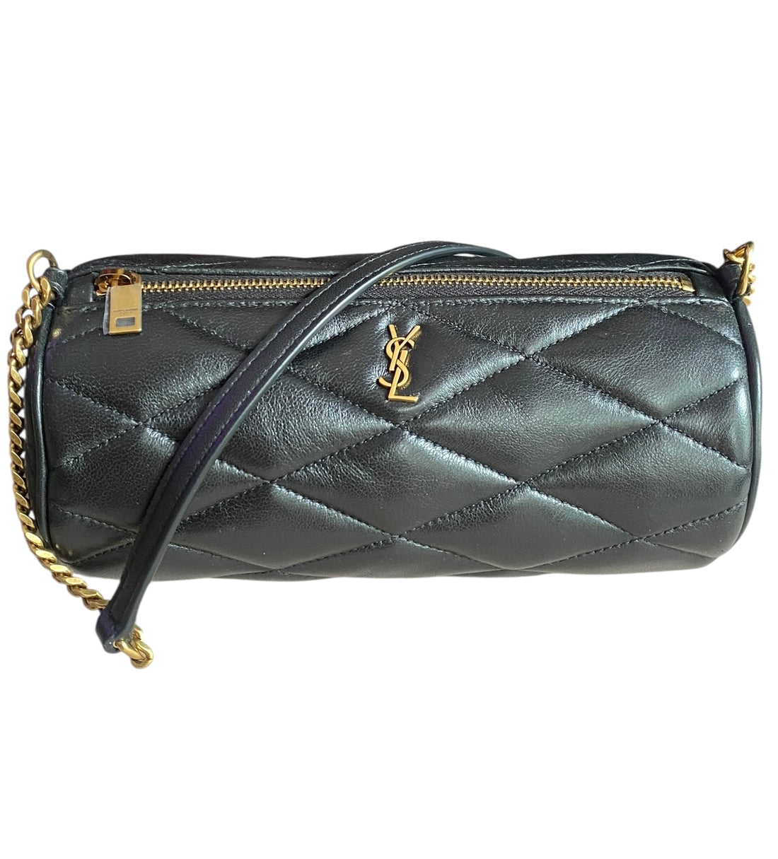 Saint Laurent Black Quilted Lambskin Mini Sade Tube Bag