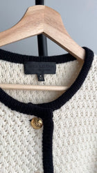 Nili Lotal Ivory and Black Knit Perah Sweater Jacket - M