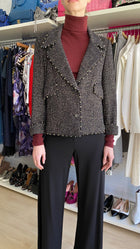 Chanel Spring 2006 Black & Gold Herringbone Tweed Jacket - FR 38 / US 4-6