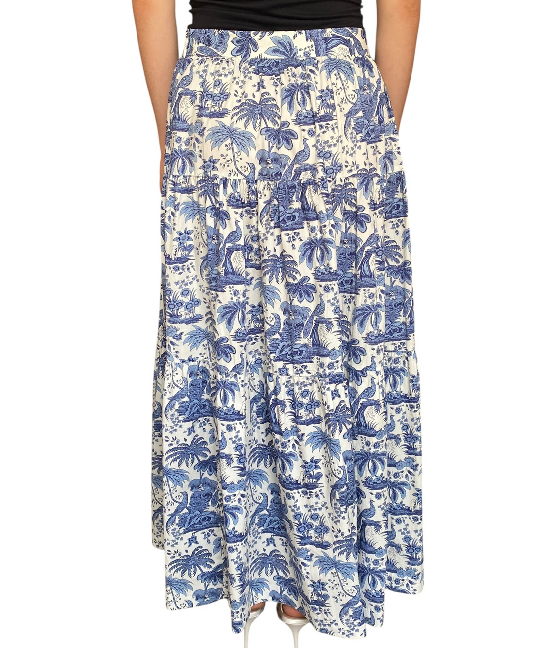 Staud Blue Tropical Print Maxi Skirt -  8